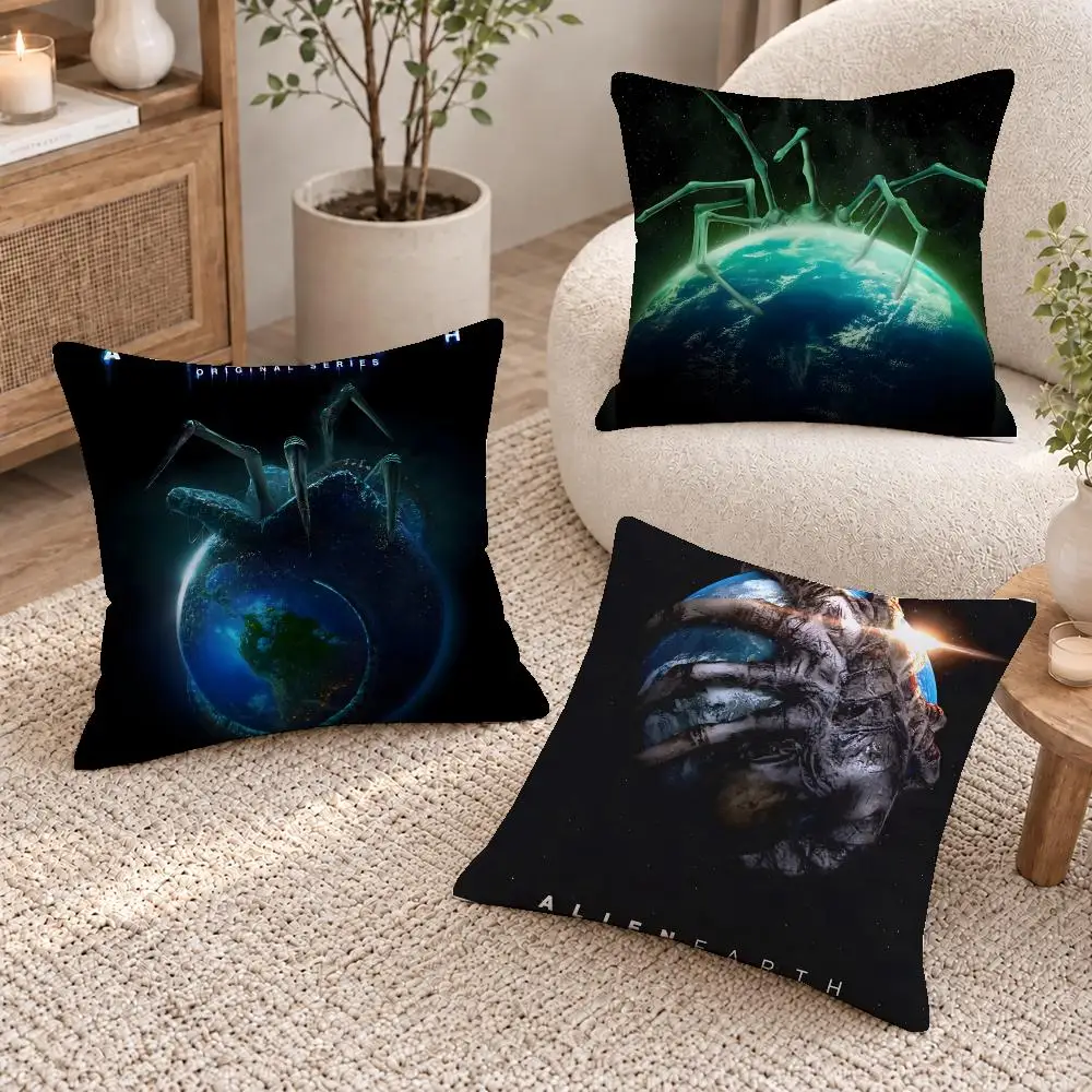 Dark Movie Alien Earth Cushion Cover Short Plush Pillow Cover, Washable Wrinkle-Resistant for Sofa Bedroom Decor Gift