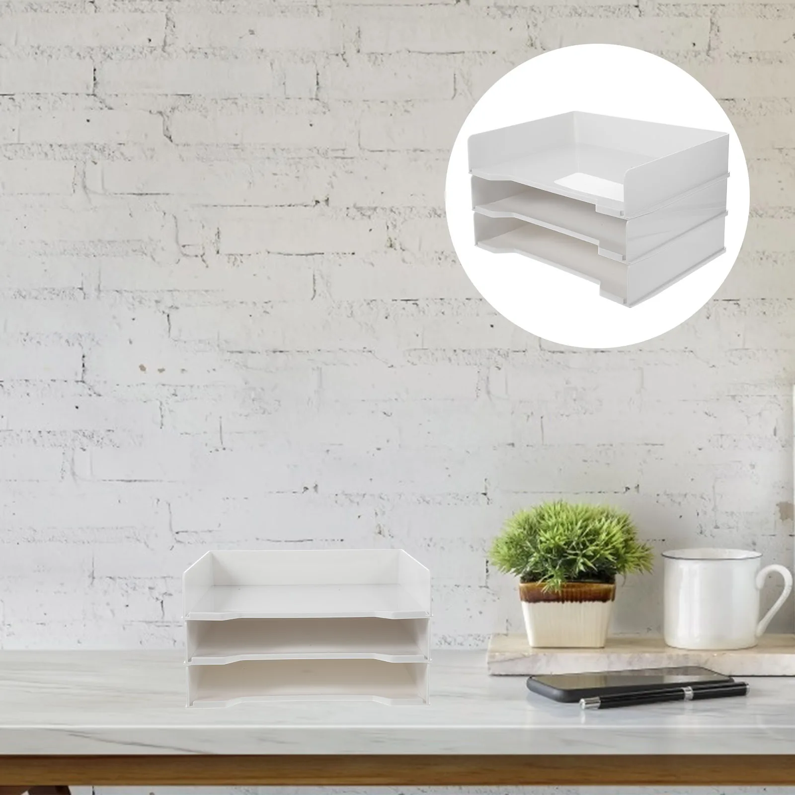 

3Pcs File Storage Boxes Large Capacity Plastic Office Desktop Organizer Practical Storage Shelf for Office Study Dormitory