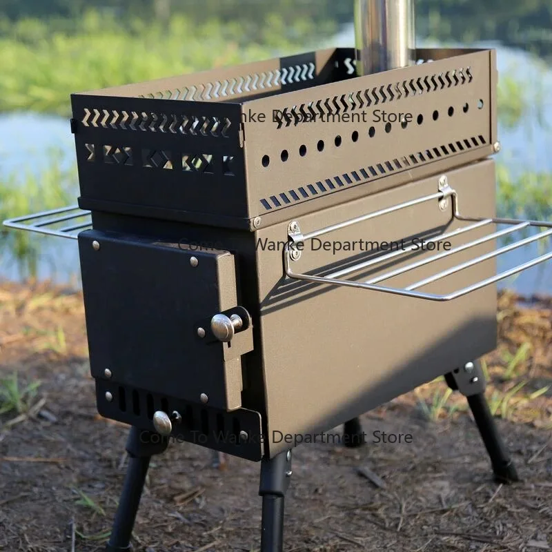 Outdoor-Zelt-Ofen, Saunaofen, faltbarer Holzofen, Sauna-Heizgerät mit Steinkorb zum Erhitzen und Befeuchten