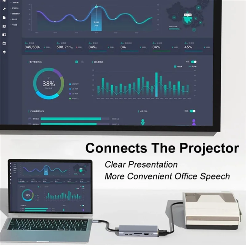 New--Docking Station USB Hub 12 In 1 4K 30Hz: -Compatible, USB 3.0, RJ45, PD, SD/TF