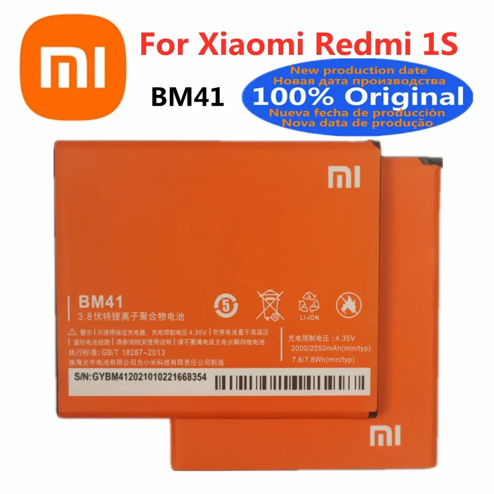 

BM41 Original Replacement Battery For Xiaomi Redmi 1S Phone Battery Bateria Batteries 2050MHz Fast Shipping