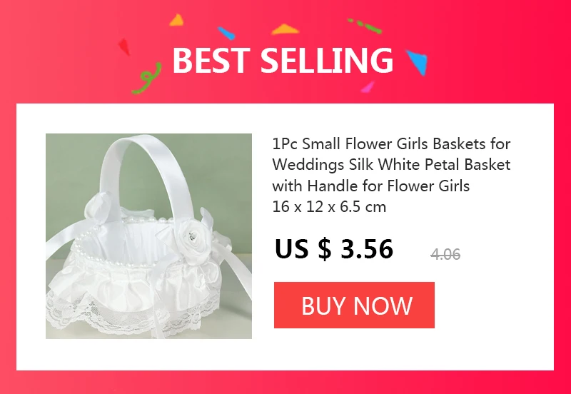 20 CM White Flower Girls Basket Silk Wedding Basket for Flower Bride/Kids Hand Held Wedding Ceremony Party Decorations
