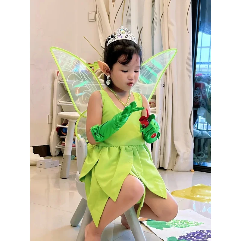 Tinker Bell vestito da fata neonata fantasia elfo della foresta costume cosplay per bambini Green Leaf Tinkerbell abiti bambino abiti di Halloween