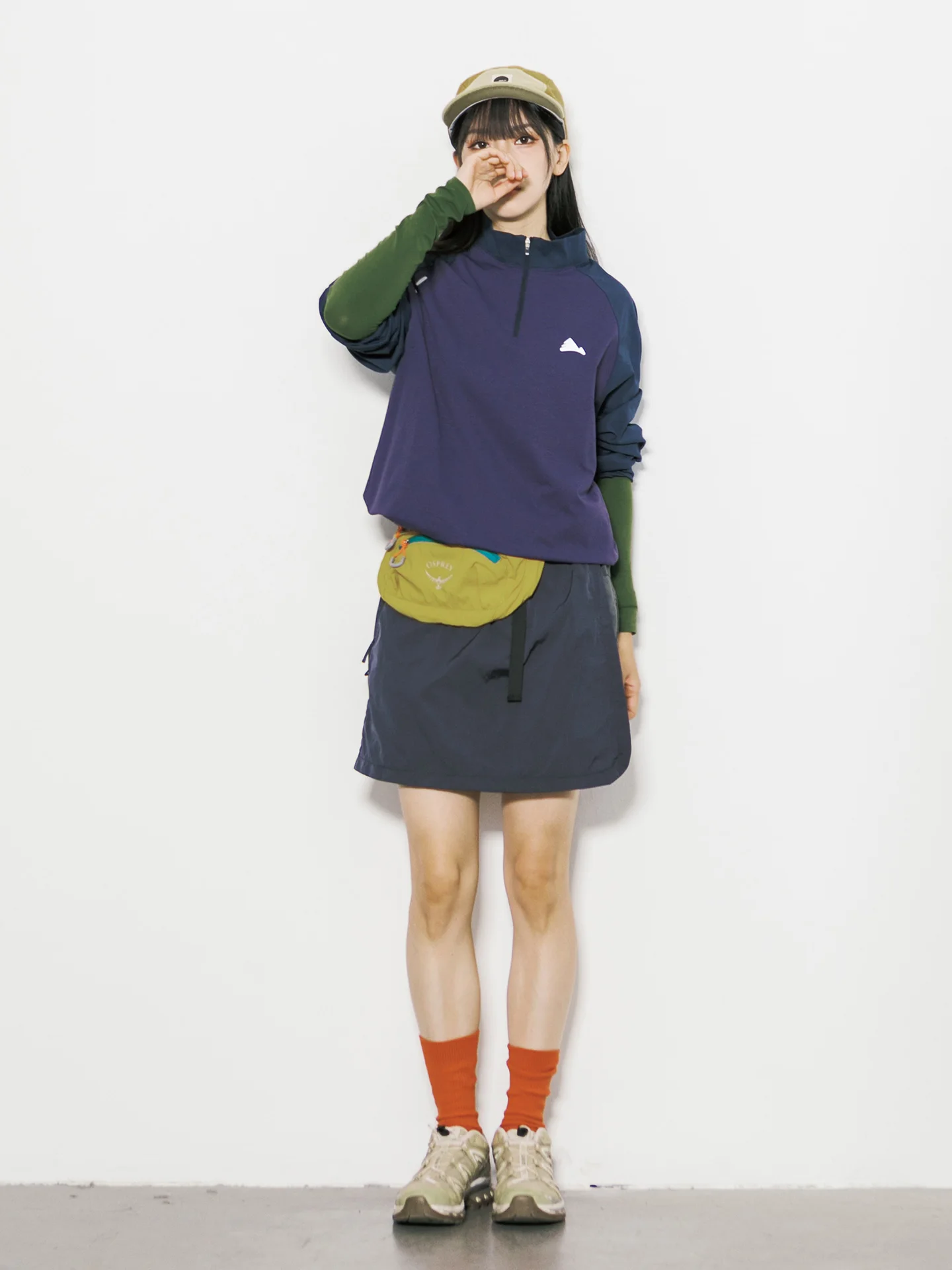 Outdoor Functional Color Block Half Zipper Loose Long Sleeve T-Shirt Unisex Casual Top Polyester Quick Dry Breathable UV Prot...