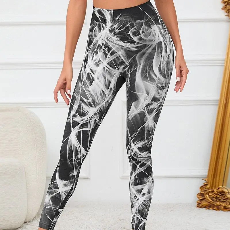 Tie Dye naadloze legging dames voor gym yogabroek push-up workout sportlegging hoge taille panty dames fitnesskleding