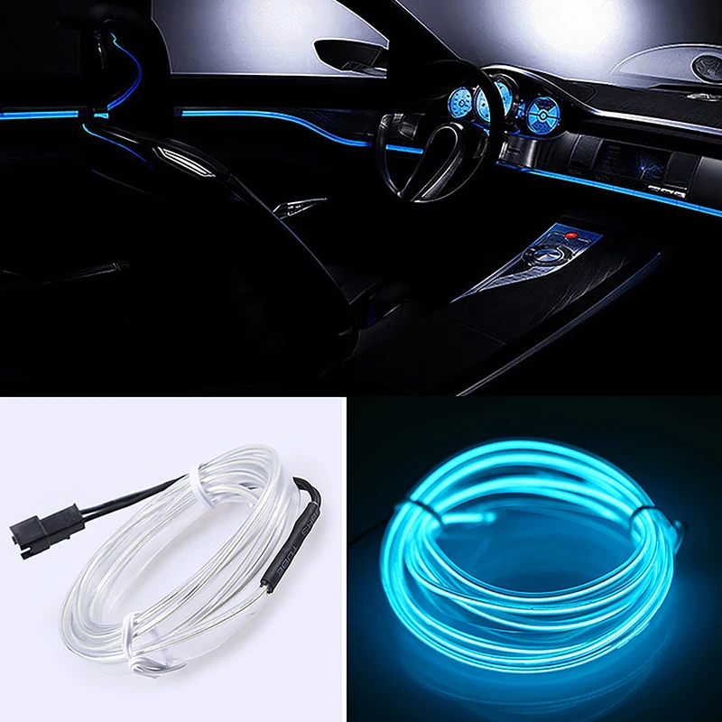 Interior Decorative Party Atmosphere LED Neon Car EL Wire String Strip Rope Light With Cigarette Drive Flexible Decorated Prop