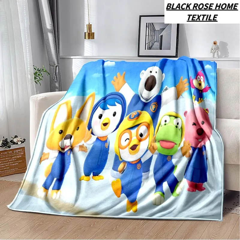 

28 стилей, милое одеяло с рисунком пингвина из мультфильма P-pororos-S для украшения детской комнаты, модное теплое шаль для отдыха 2025, одеяло