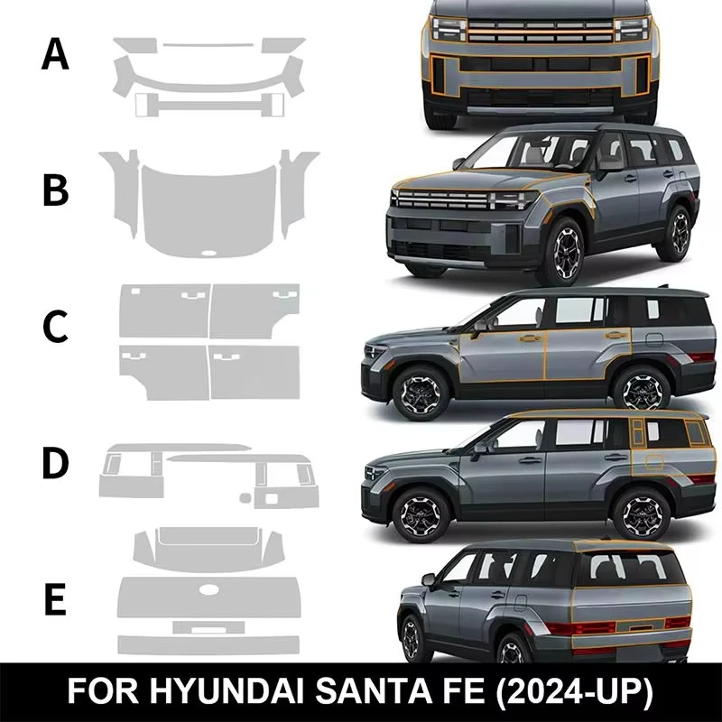 For Hyundai Santa Fe 2024-UP Matte And Clear Bra Pre-cut PPF TPU Paint Protection Film Self-Healing Anti-Scratch Resistant