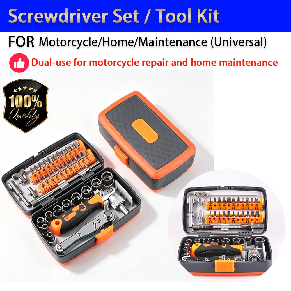 For Motorcycle Ratchet Screwdriver Set Multi-Function Combo Tool Kit Phillips Flat Hex Bits Accesorios Moto Accessori Moto