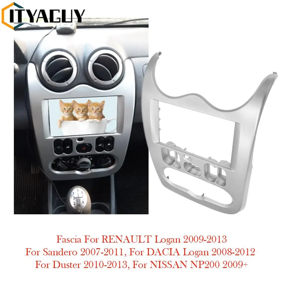 Fit For RENAULT Logan SANDERO Dacia Duster Double 2 Din Car Radio Fascia Frame Panel Mount Dash Installation Trim Kit