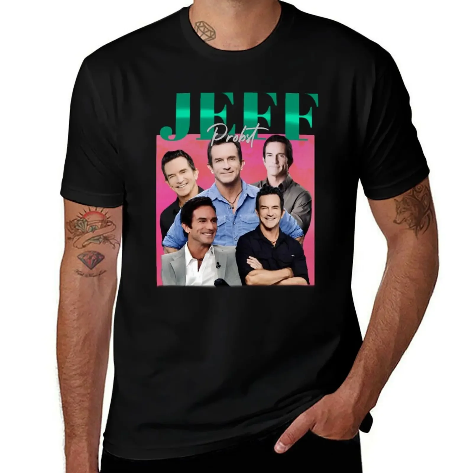 Retro Jeff Probst Graphic : Exclusive Shirts, Stickers, and Collectibles T-Shirt boys animal print blanks mens clothing