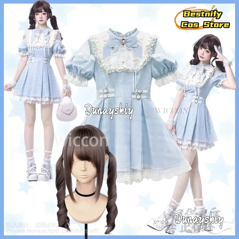 

3.a;6\m/CosplayJirai Kei Girls Cosplay Anime Japanese Aqua Sweet Lolita Bow Lace Ruffles Off Shoulder Gothic Y2k Kawaii g;8'l/7,