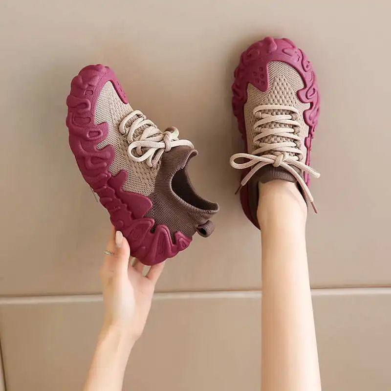 Plataform Round Foot Beige Ankle Boots Woman Sneakers With High Top Shoes Luxury Women's Moccasin Sports Outing Super Cozy