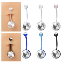 1PC Acrylic CZ Gem Belly Button Ring For Pregnant Women Navel Rings Flexible Bell Button Rings Pregnancy Body Jewelry
