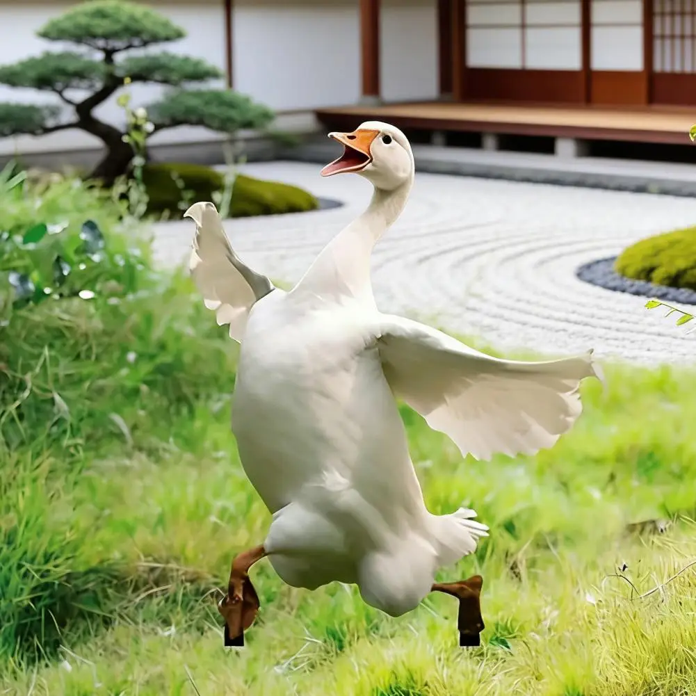 Acrylic Goose Stake White Goose Garden Stake Acrylic 2D Lawn Stake Funny Goose Stakes Outdoor Decoration Animal Garden Stakes