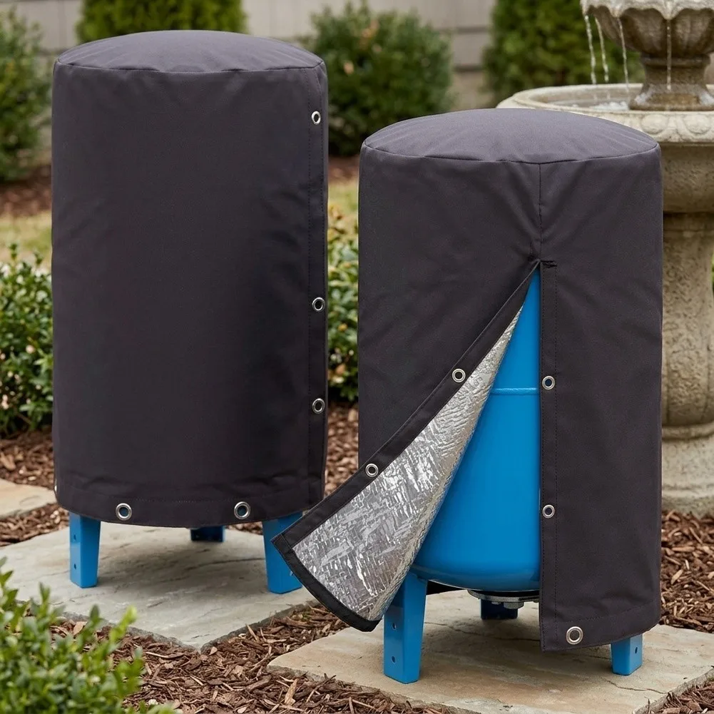 600D Heavy-Duty Round Tank Cover with Silver Reflective Lining and Perimeter Grommets Suitable for Cylindrical Equipment Storage