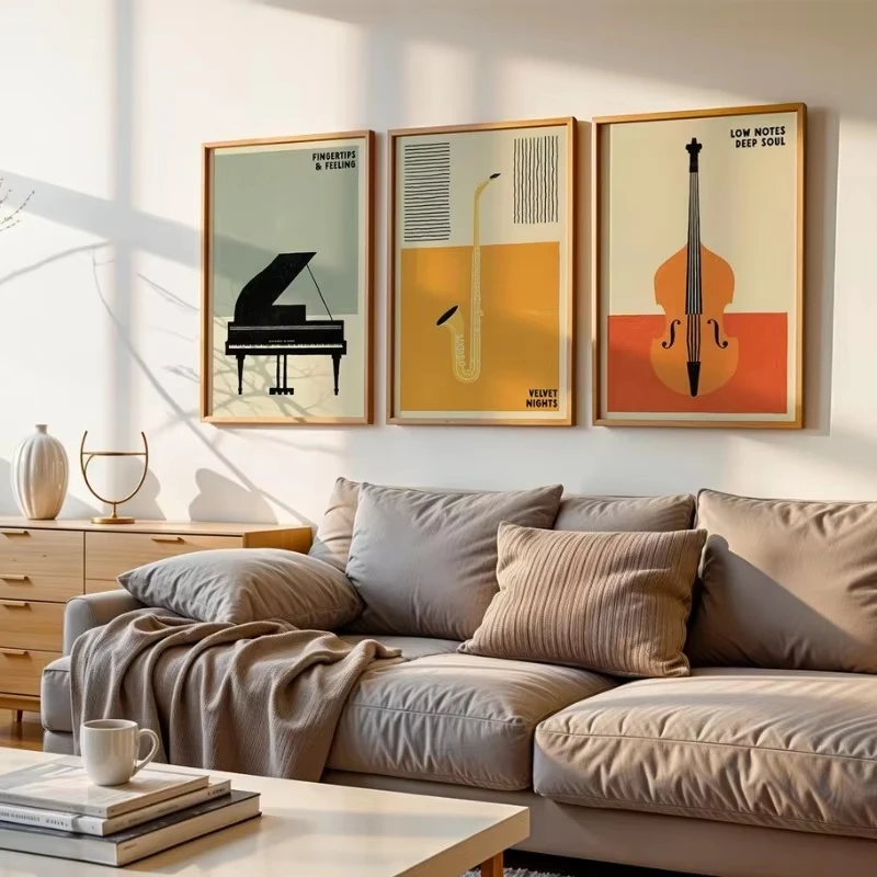 Retro Medieval Pop Music Instrument Poster | 90s Fashion Musical Canvas Art | Home, Living Room, and Bar Decor