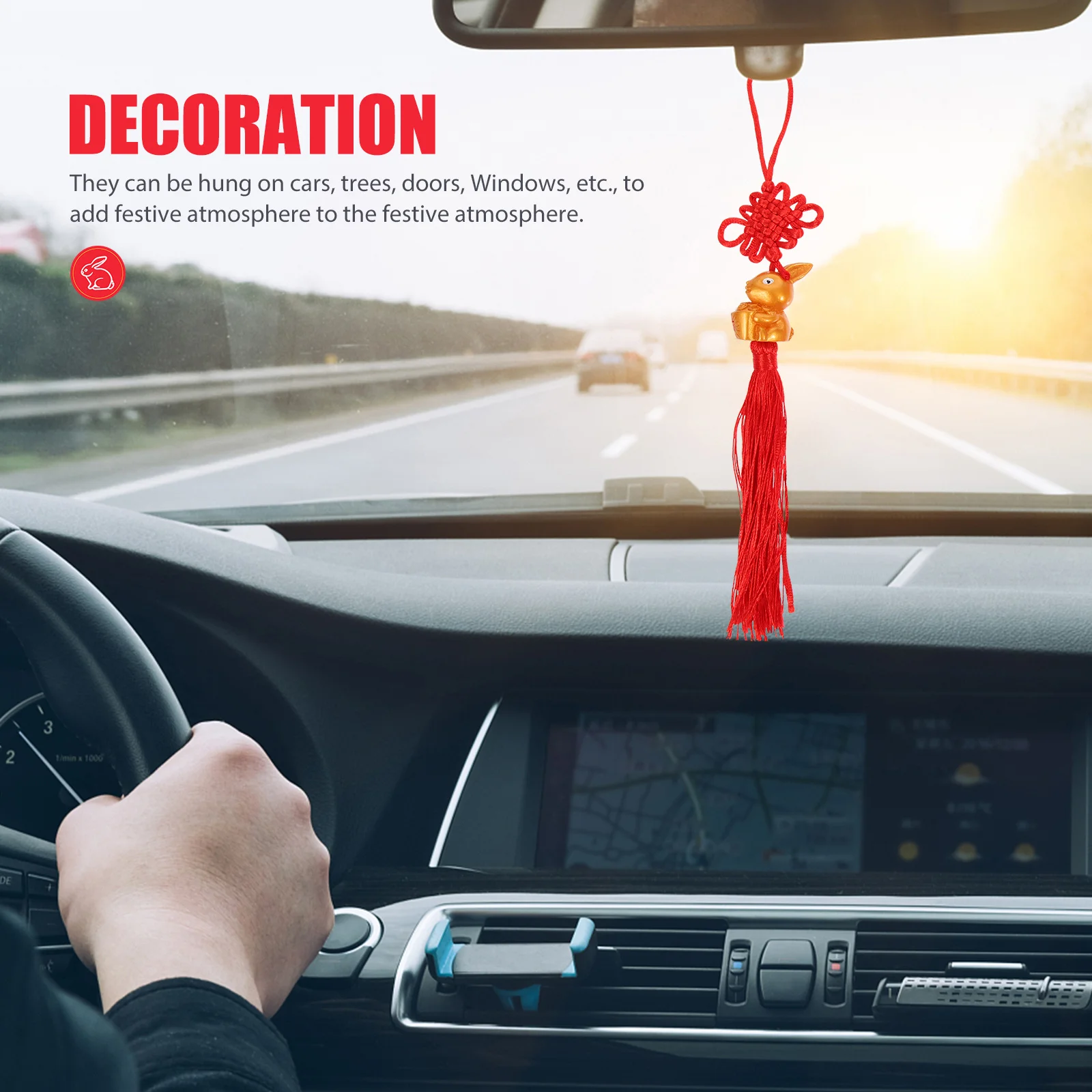 Pendentif pompon avec nœud de lapin chinois, 4 pièces, décor suspendu pour nouvel an, fournitures de Festival, porte murale, ornement intérieur, pendentif du nouvel an