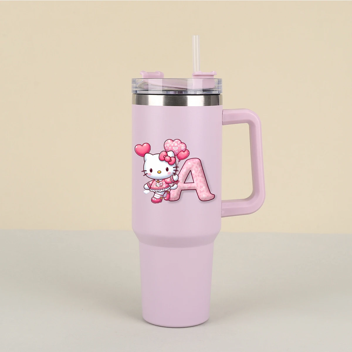 

Sanrio Stainless Steel Water Bottle Large Capacity Anti Slip Water Bottle Cute Cartoon Letter Pattern Water Bottle Children Gift