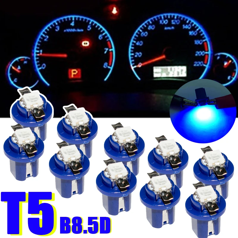 Car T5 Indicator Light B8.5d 5050 SMD 12V Multi Color LED Indicators Bulb Dashboard Side Interior Dashboard Light Cars Accessory