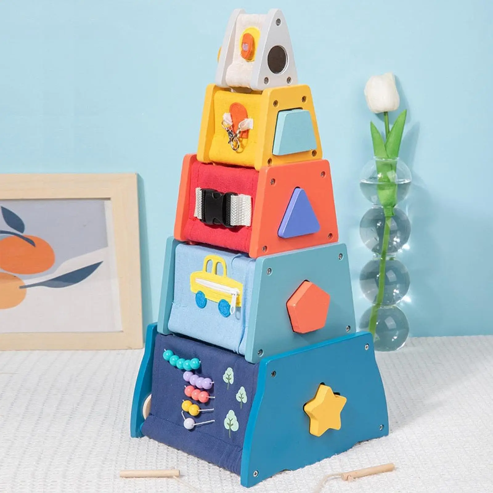 Stacking Toy Nesting Boxes Preschool Learning Color Recognition Sensory Toy Balancing Building Blocks for Boys Girls Gift