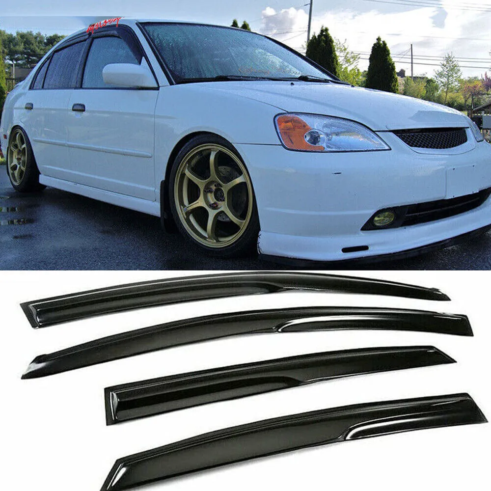 

Для Honda Civic 4DR Sedan 2001-2005 годов выпуска, JDM 3D волнистые дефлекторы окон в стиле Mugen, защита от дождя