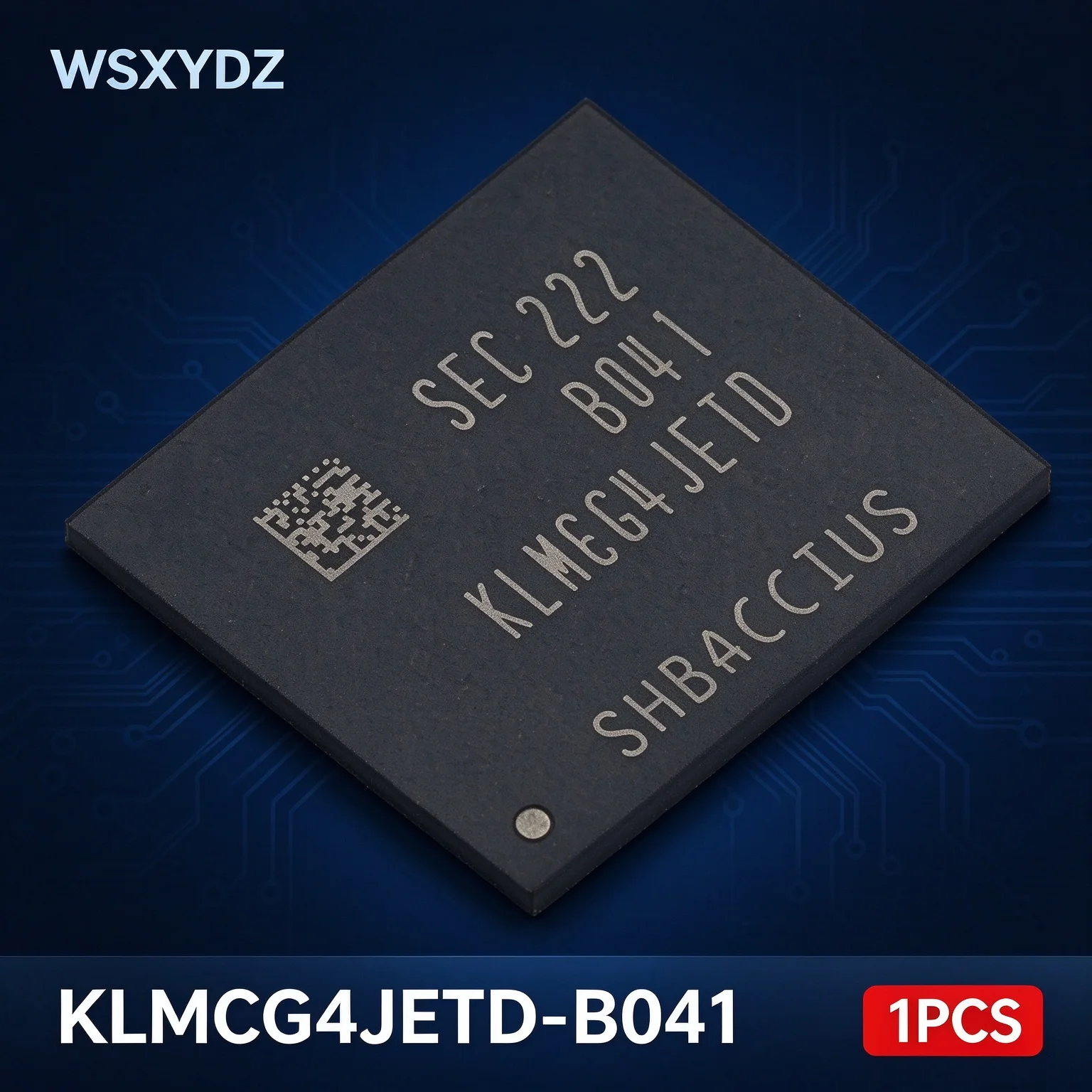 1PCS KLMCG4JETD-B041 eMMC 5.1 64GB MLC NAND HS400 200MHz 1.8V 3.3V 153-FBGA Automotive Switch OLED New