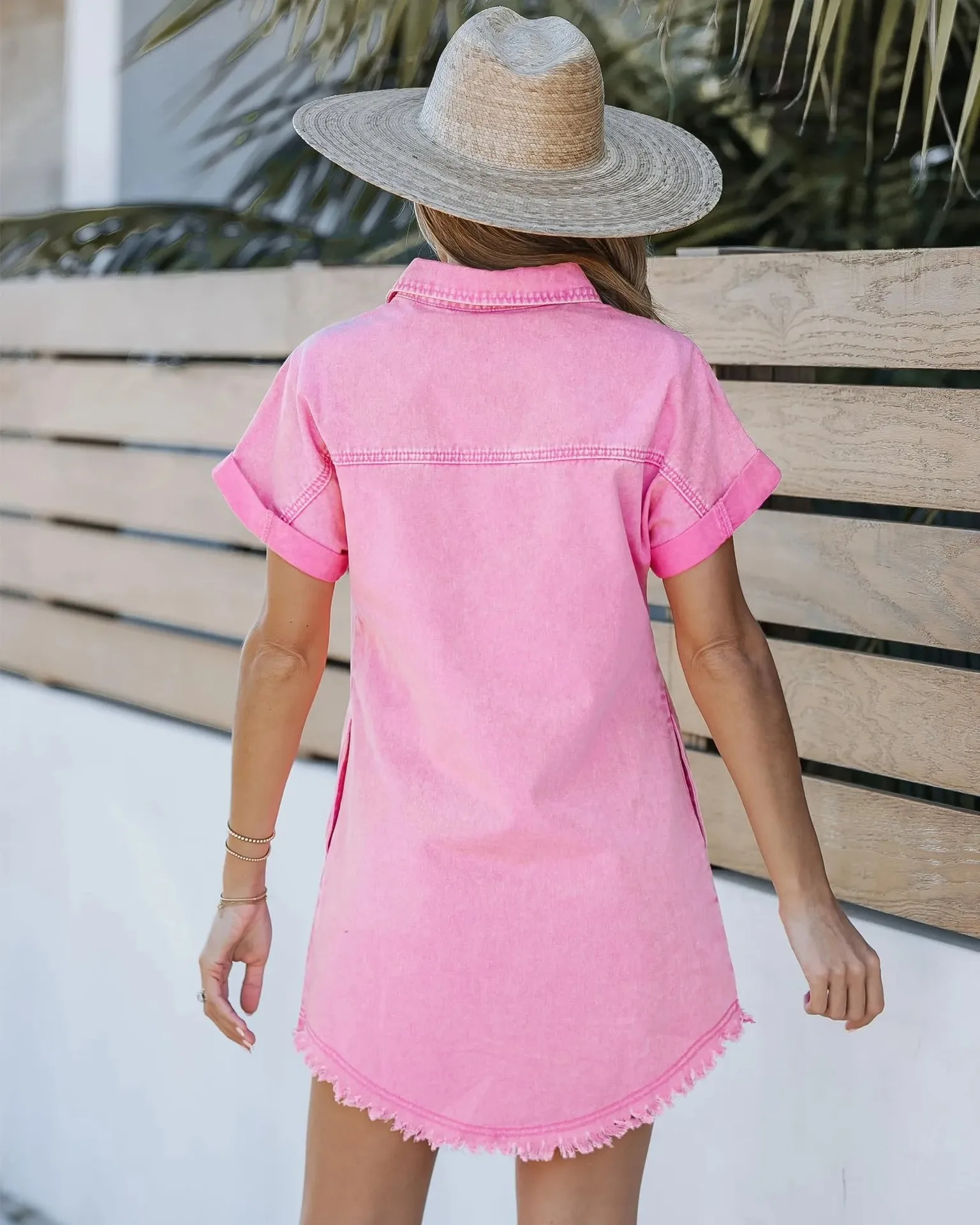 2026 Camicia di jeans a maniche corte da donna elegante di nuova moda Gonna con fibbia in denim Abito casual versatile Abbigliamento femminile