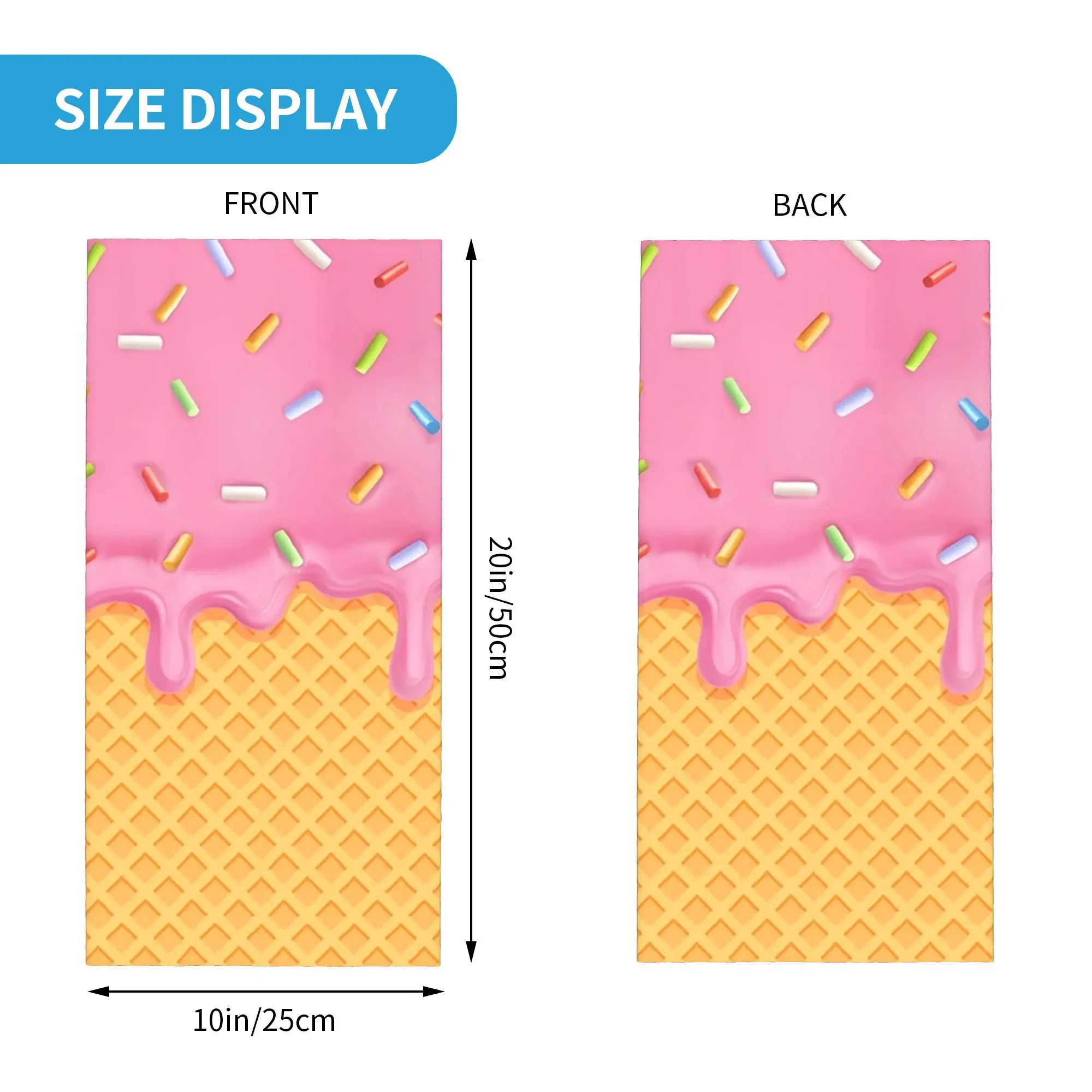 الفراولة الآيس كريم باندانا الرقبة الجراب مطبوعة الوجه وشاح دافئ بالاكلافا المشي لمسافات طويلة الصيد للرجال النساء الكبار قابل للغسل