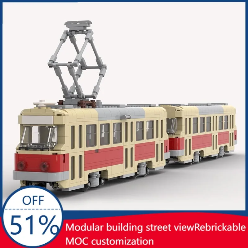 NEW 1017 PCS MOC Tatra T3/T4 Tramway Train Model Custom Building Blocks DIY Educational Assembly Toy For Display And Collection