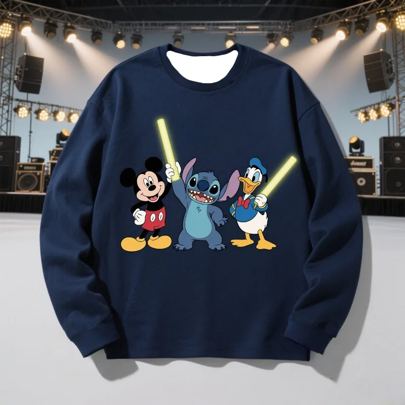 

MOTO-Adult Best - Selling Long - Sleeve Sweatshirt with Mickey, Stitch and Donald Duck Prints