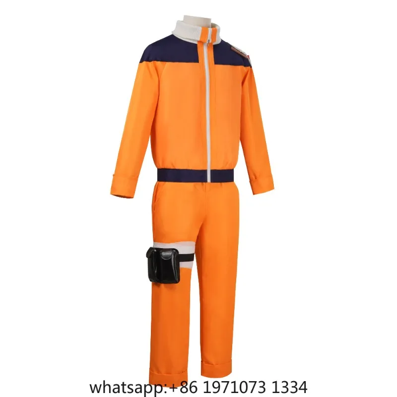 Uzumaki Cosplay Costume Orange Clothes with Headband & Kunai Pouch Pre-Shippuden Genin Ninja Outfit Blonde Wig Unisex Adult Hall - view 6