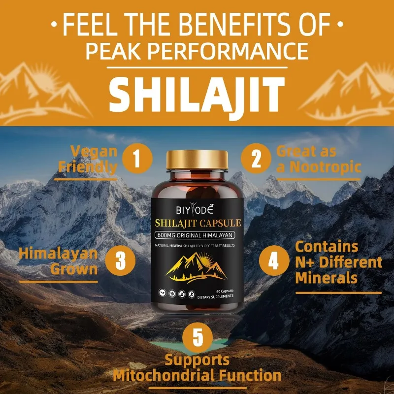 600mg Shilajit Himalayan Capsules & Shilajit Resin 60 Capsules Made with Pure and Organic Shilajit Powder Natural Fulvic Acid