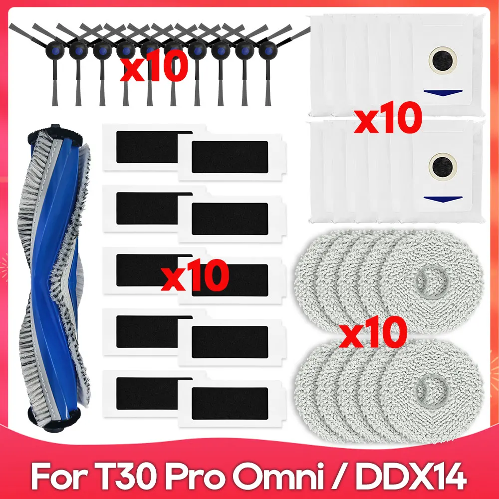 

Compatible For ECOVACS T30 PRO OMNI DDX14 / YEEDI M12 Pro+ Replacement Parts Accessories Main Side Brush Filter Mop Dust Bag