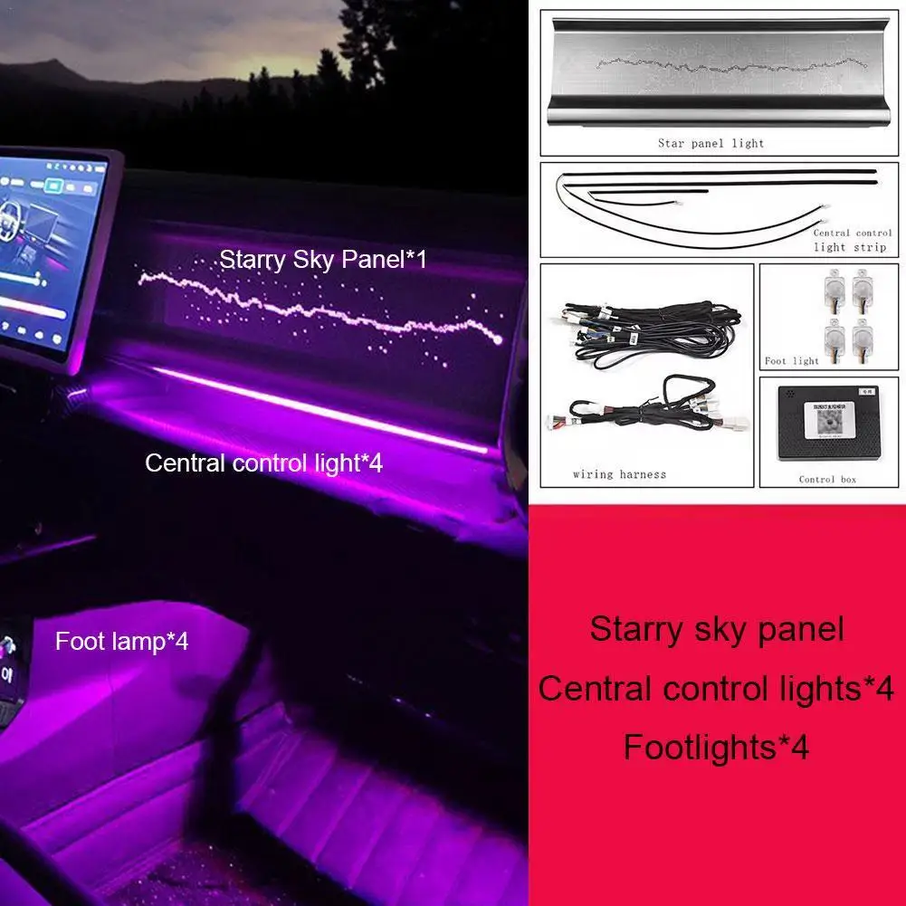 For Jetour Traveler T2 2023-2024 64-color Starry Sky Light Panel Set (starry Sky Panel+4 Center Control Lights+4 Foot Lights)