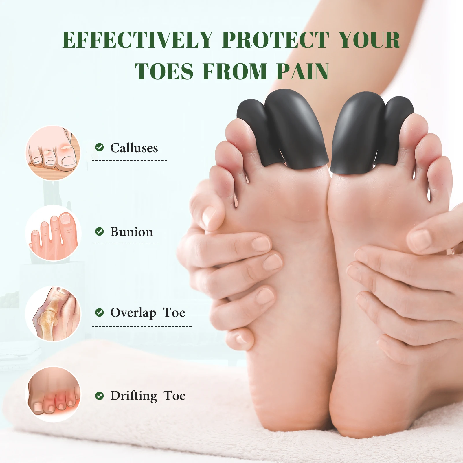 Sumifun – protecteur d'orteils en Gel de Silicone, 2 pièces, soins du pouce, ampoules de maïs, soulagement de la douleur, Anti-Friction, couverture des orteils, Protection des doigts