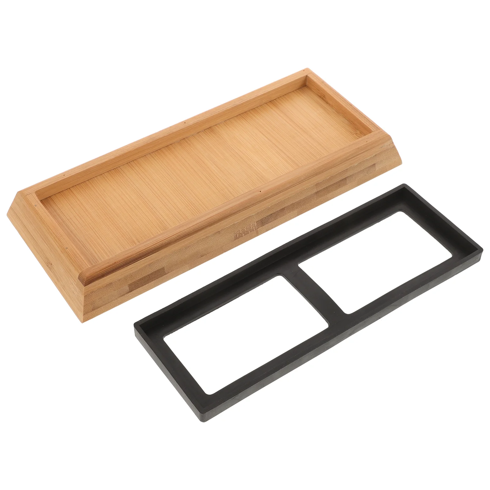 Household Bamboo Whetstone Non-slip Base Fixed Tray Kitchen Home Knife Sharpening Storage Rack Sharpener Holder Rubber Tool