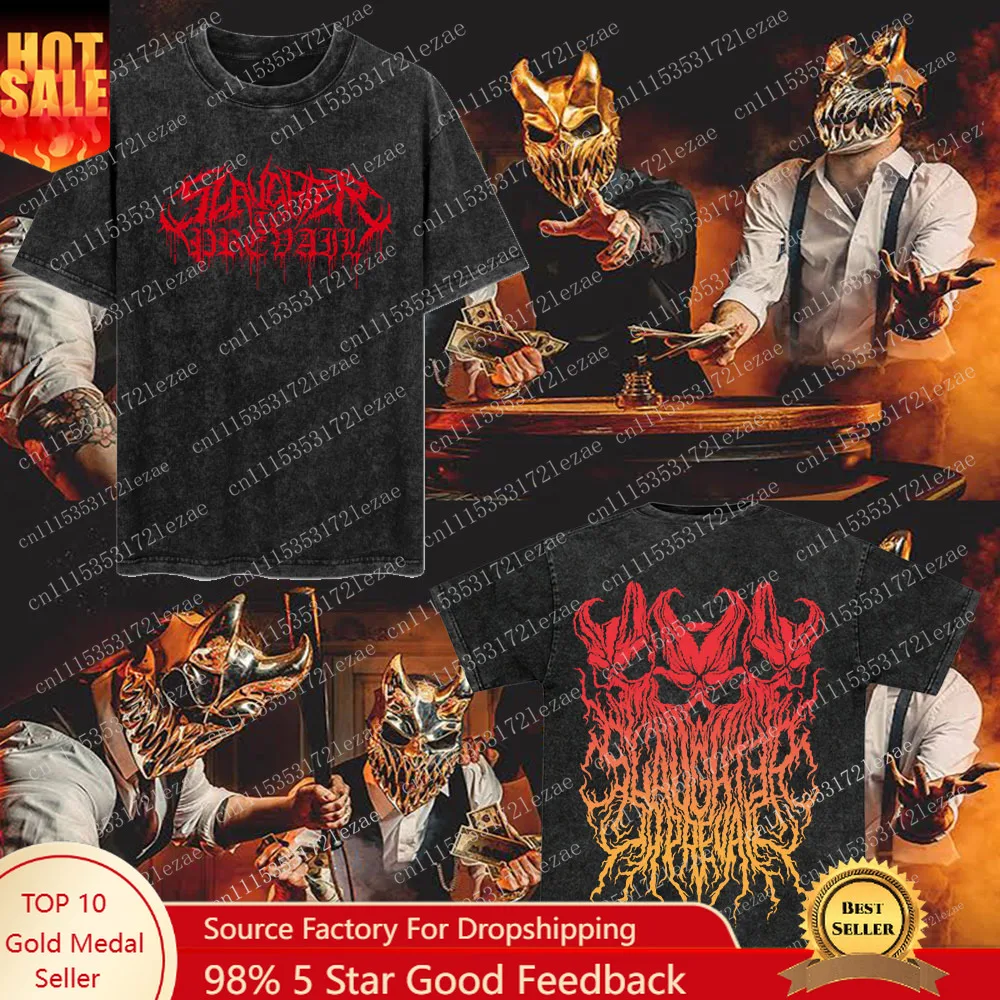 Slaughter to Prevail Deathcore Band Tee – Vintage Washed Metal Graphic Premium Cotton T-Shirt Russian Heavy Music Streetwear