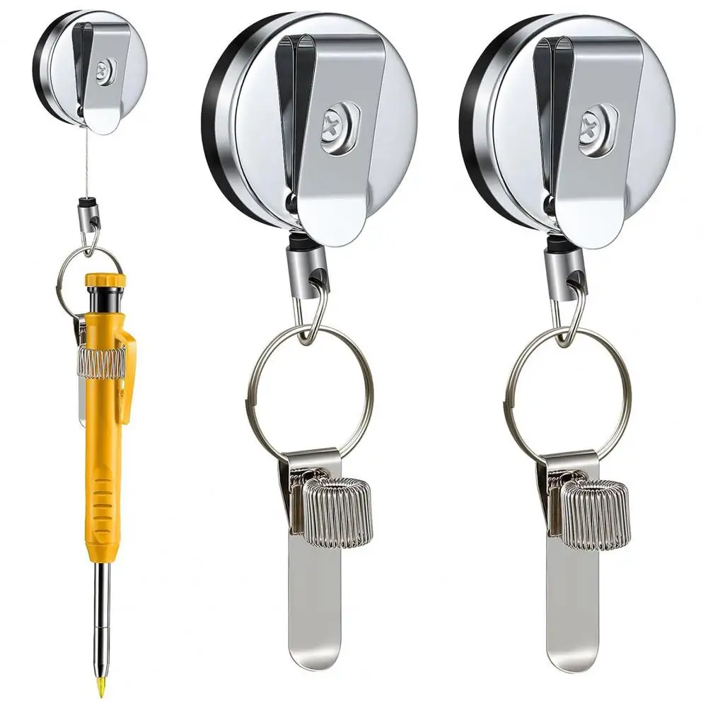 Сверхмощный держатель для ручек, держатель для ручек, универсальные прочные выдвижные держатели для ручек с кольцом для ключей, зажим для ремня, идеально подходит для плотников