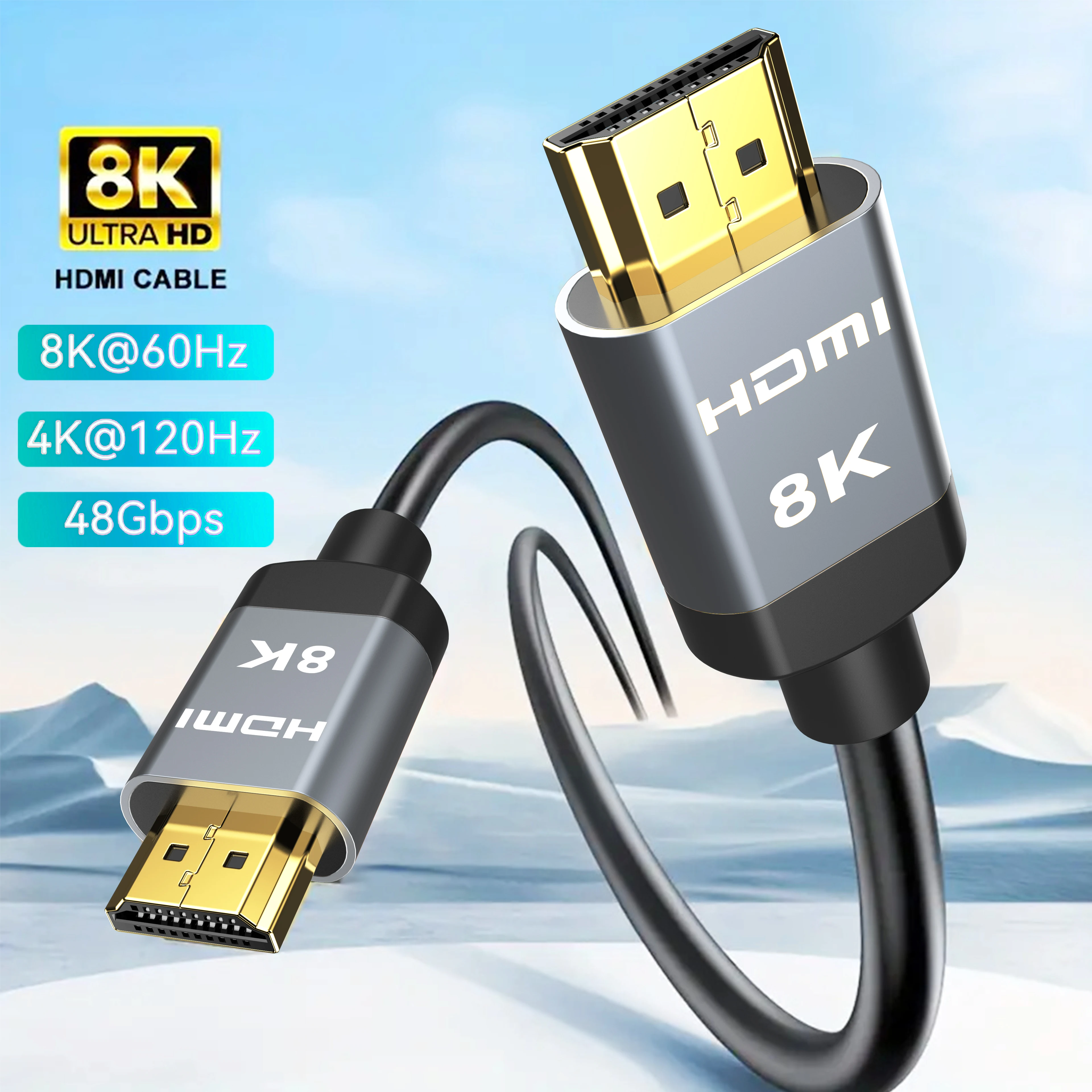 MIZIQIER Short 8K HDMI 2.1 Cables 48Gbps High Speed Cord-4K@120Hz 8K@60Hz Compatible With Roku TV/PS5/PS4/HDTV/RTX 3080 3090