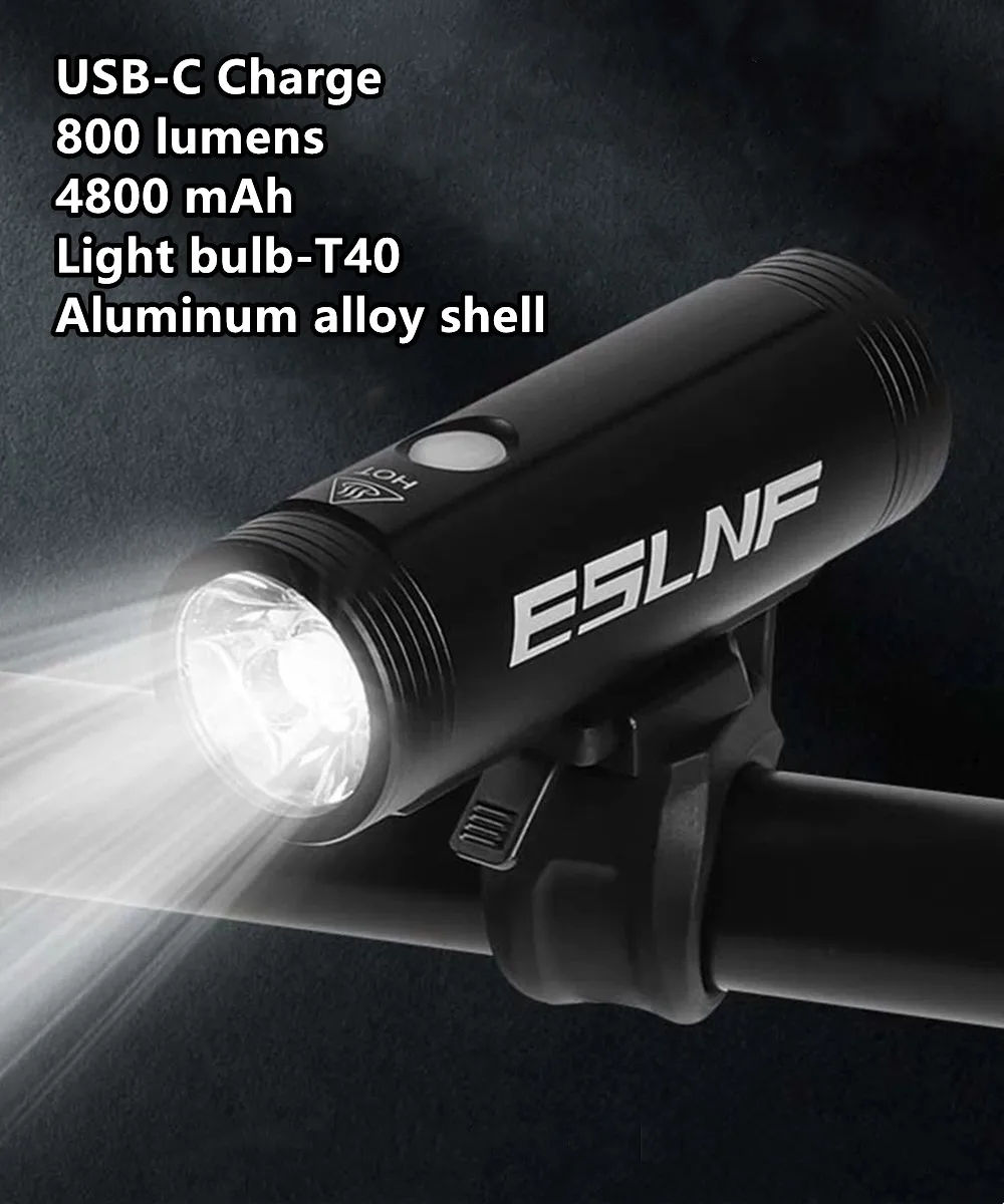 Bike Light Bicycle Front Lamp Headlight Cycling Headlamp LED USB Rechargeable Waterproof 800 Lumen 4800mAh MTB Road Flashlight
