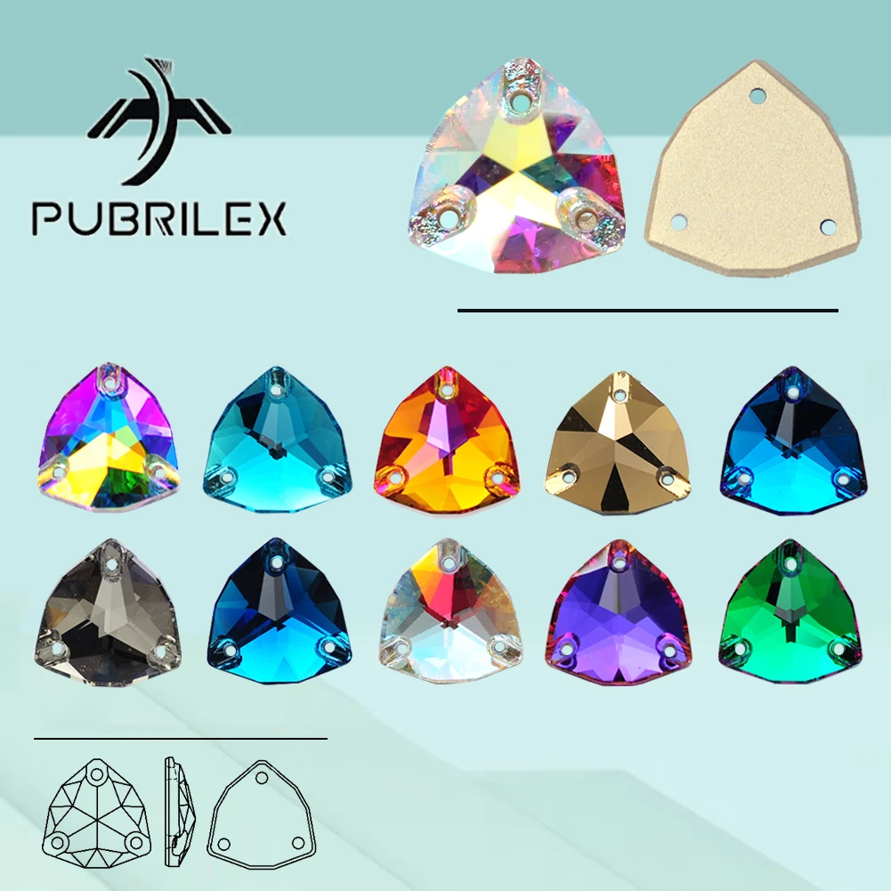 Pubrilex Trilliant Shape Sew On Rhinestones Flatback Chamfered Rhinestone Strass for Figure Skating Suit Garment Dress Design