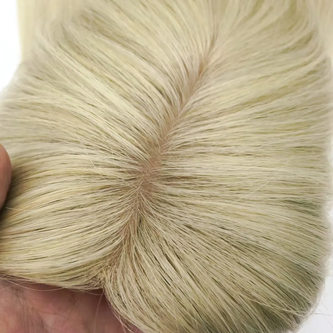 Hstonir Blond Topper Human Hair Women European Remy Hair Clips For Lady Silk Natural Hair Piece Kippa Accessories Piano TP69