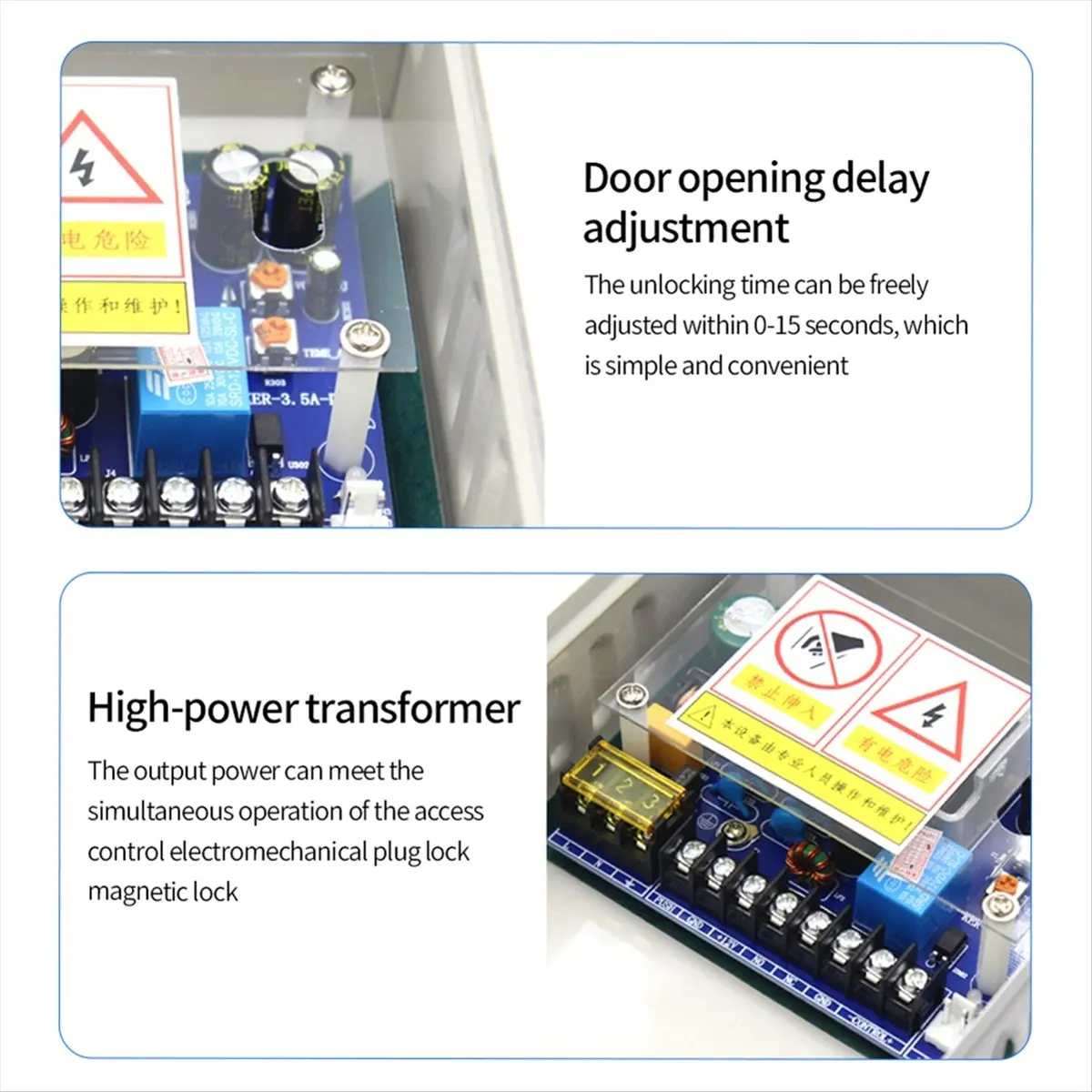 Rainproof Access Control Power Supply Transformer DC 12V-15V 5A Door System Time Delay Adapter for Face Recognition Lock-A23U