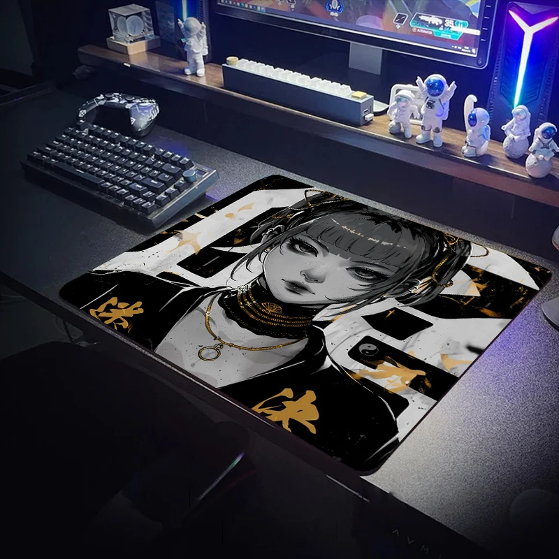 

XXL GLSSWRKS Hana Waterproof Mousepad International Edition 450x400 Laptop PC Desk Mat Dark Girl Playmat Anime Office Carpet Rug