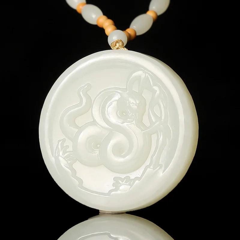 

Изысканные ювелирные изделия, натуральный нефрит Хэтянь, нефритовый кулон со змеей и зодиаком