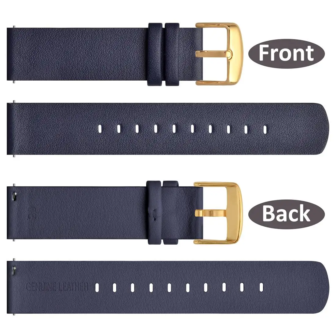 時計用の革とステンレス鋼のブレスレット,金のバックル,黒,青,茶色,18mm,20mm,22mm,Samsung Galaxy,Huawei用