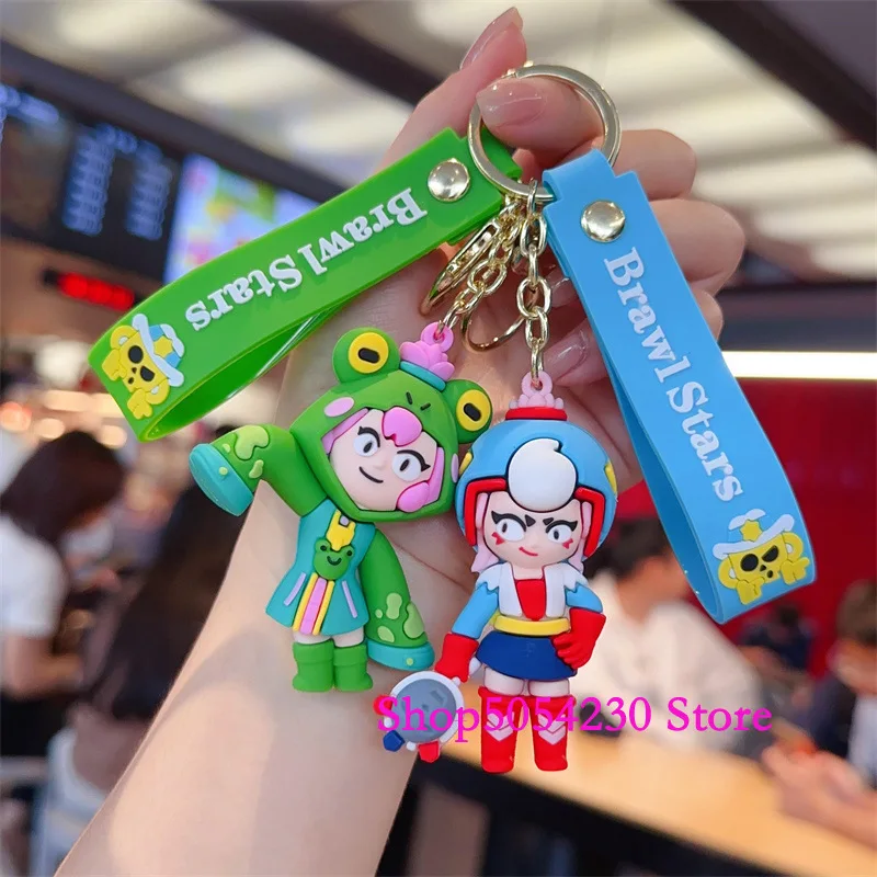 Llavero de silicona con temática del juego Brawl Stars, figuras de anime, anillos para llaves, decoración coleccionable desechable de Leon, amuleto para bolso, Crow