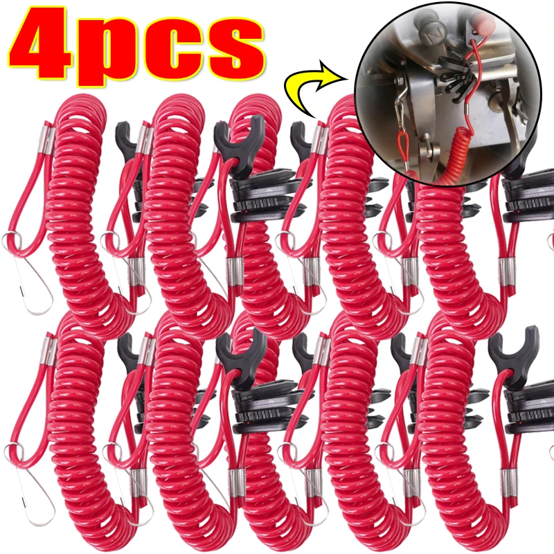 For Jet Ski ATV Motorcycle Boat Outboard Motor Emergency Kill Switch Lanyard Heavy Duty Wrist Strap Safety Tether Cord 1/2/4pcs