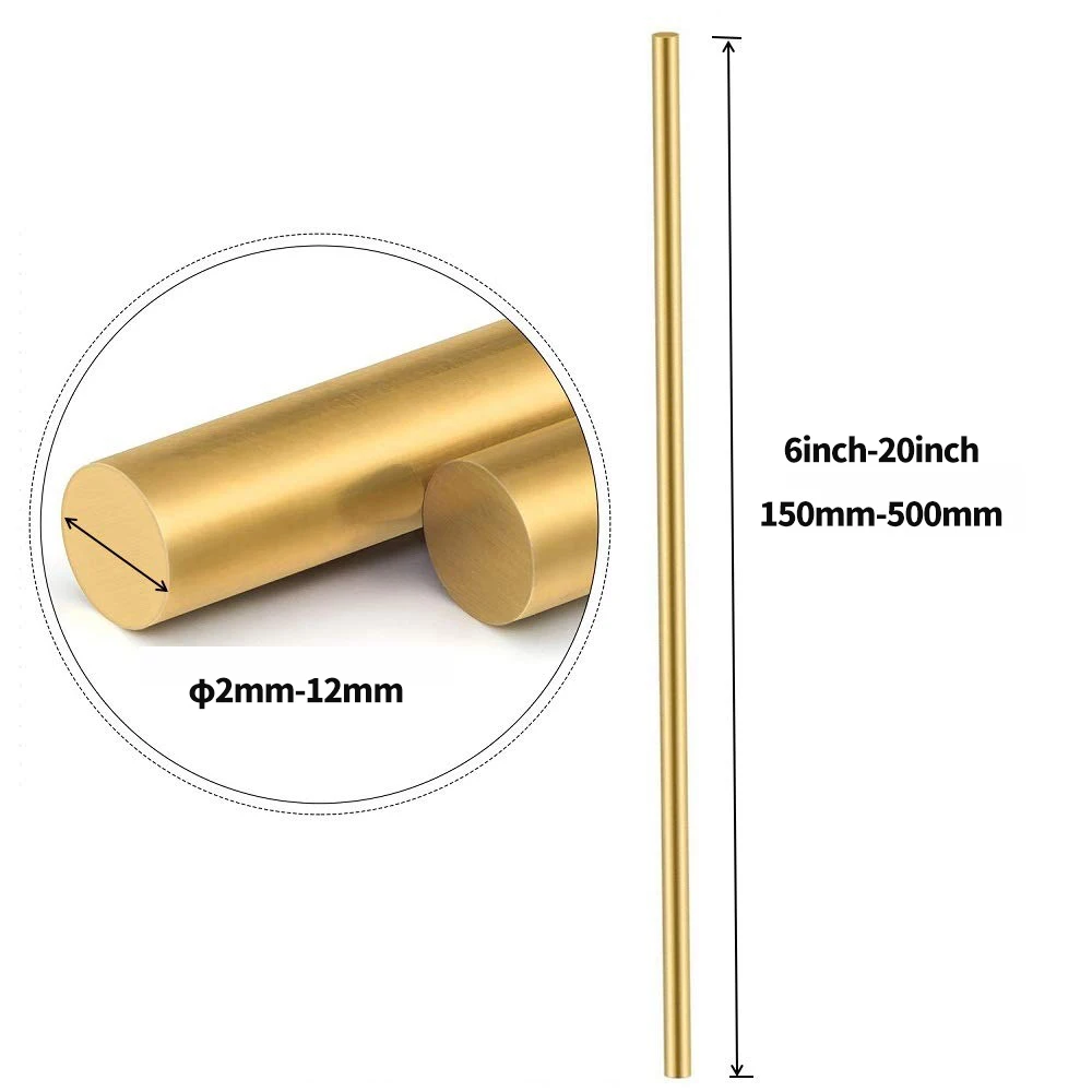 1/5/10pcs Solid Brass Rod length 150-500mm diameter 2/3/4/5/6/8mm DIY Hardware Brass Round Bar Rod Circular Wire Tube Modelmakin